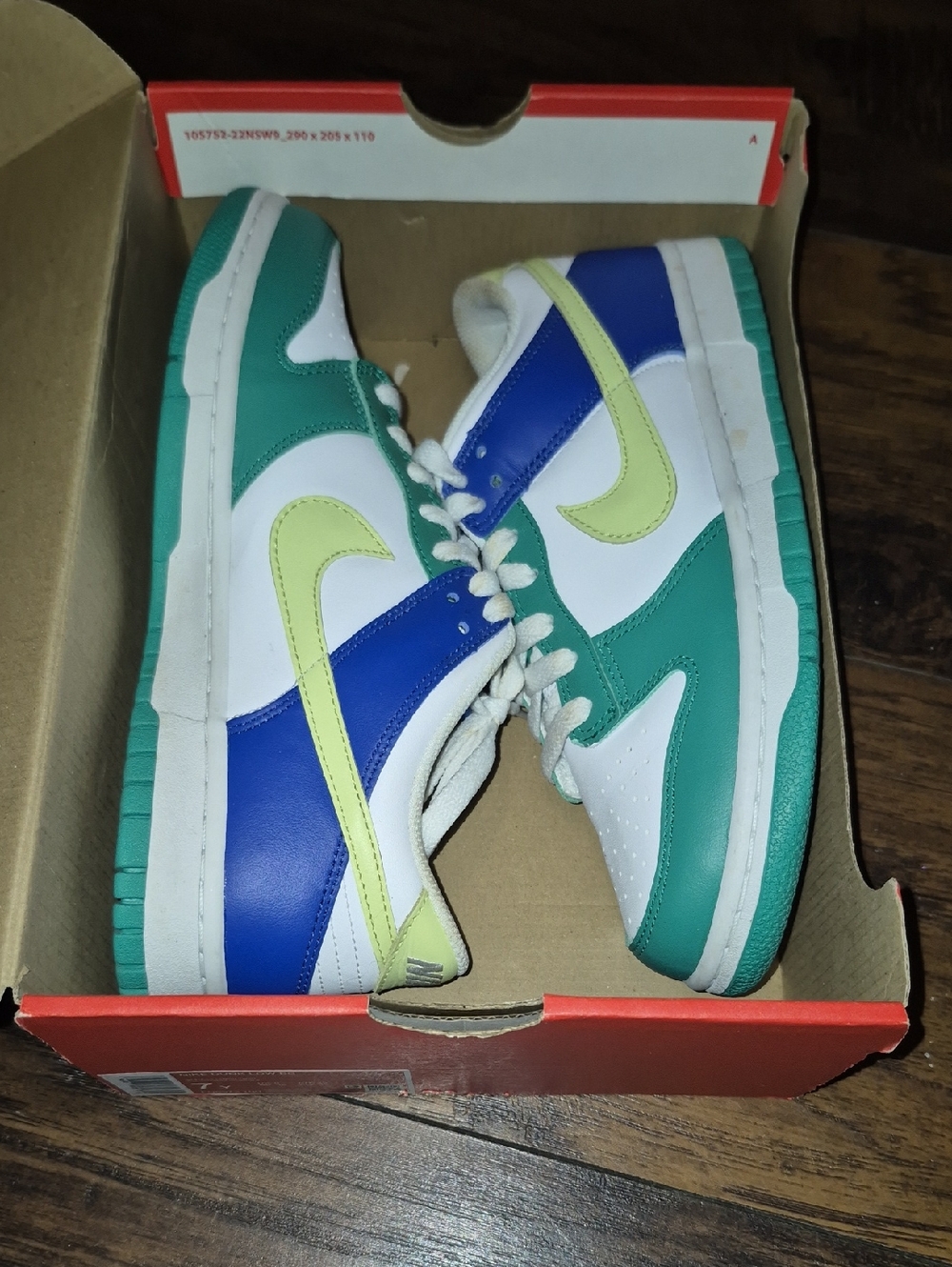 Nike Kids Low-Top Sneakers - White Teal Blue Lime